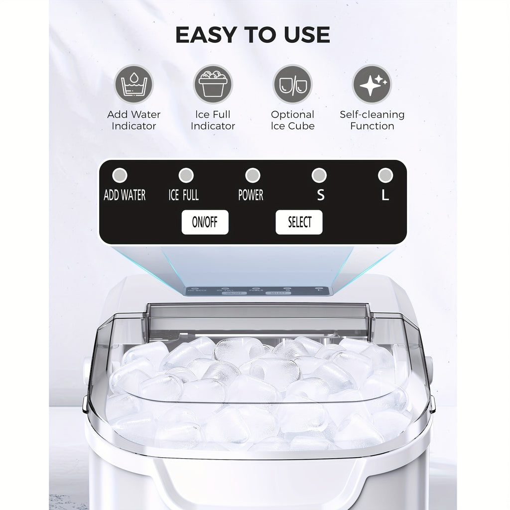 Portable Countertop Ice Maker 26.5Lbs/24H Self-Cleaning