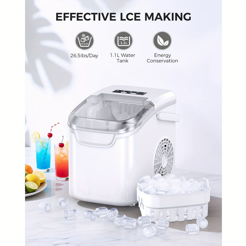 Portable Countertop Ice Maker 26.5Lbs/24H Self-Cleaning