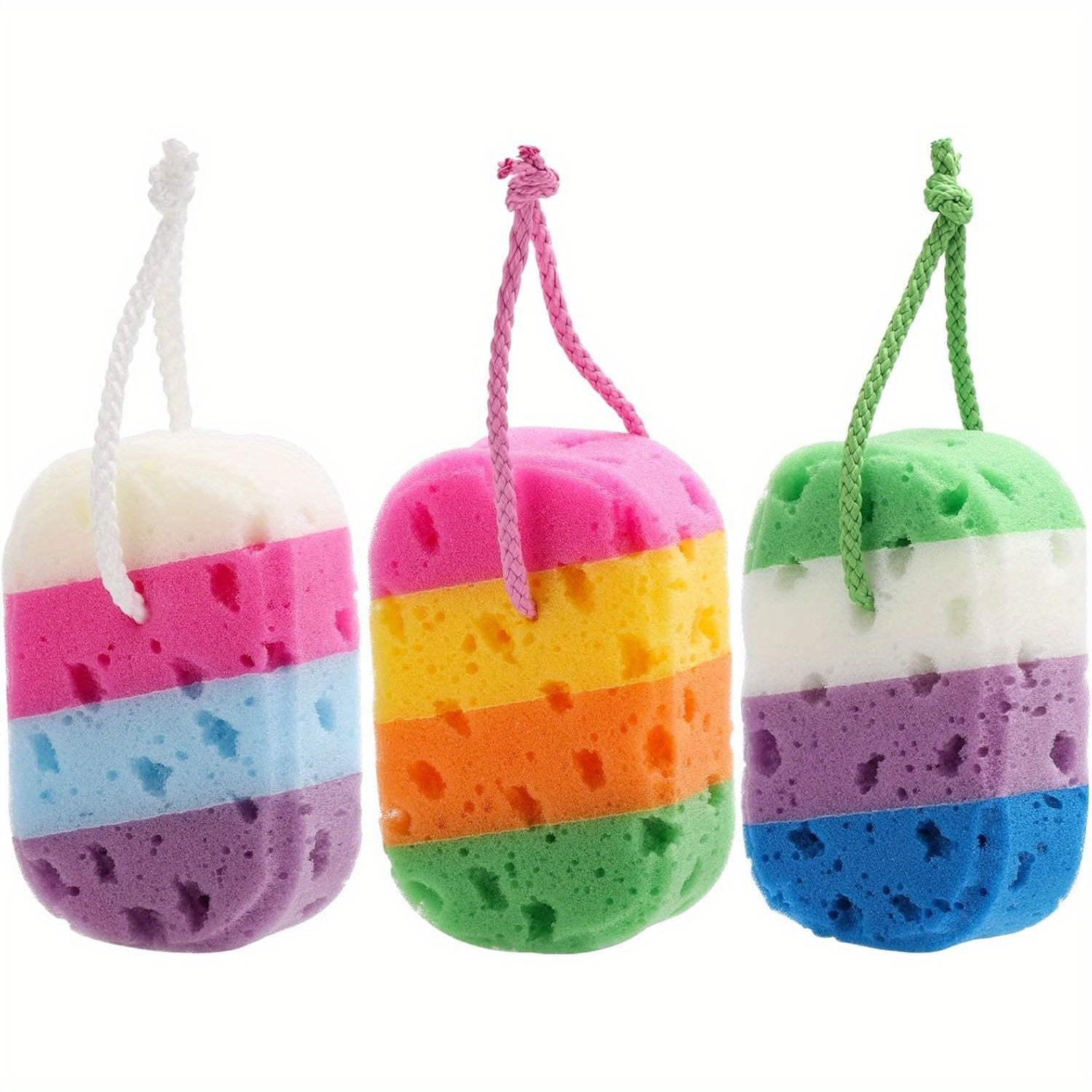 1pc Random Color Exfoliating Bath Ball Body Sponge - Soft Foaming Bath Ball, Colorful Striped Design, Gently Exfoliates Body And Face, Durable And Easy to Clean, Suitable for Home And Commercial Use, Bathroom Additions, Lively Design, Soft Texture