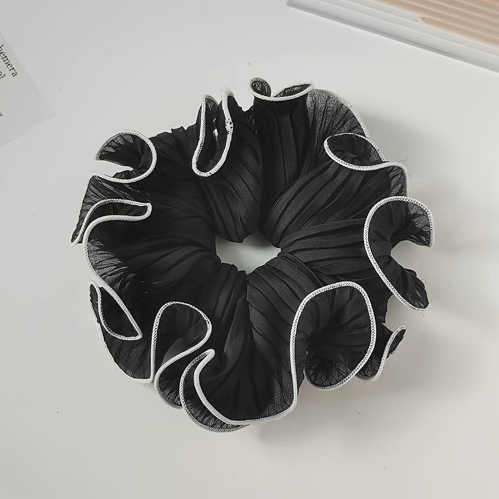 4pcs Pleated Lace Large Intestine Hair Ring Super Ball Head High Elastic Does Not Hurt Hair Hair Ring Fashion All-Match Hair Additions Ladies Hair Additions Random Color
