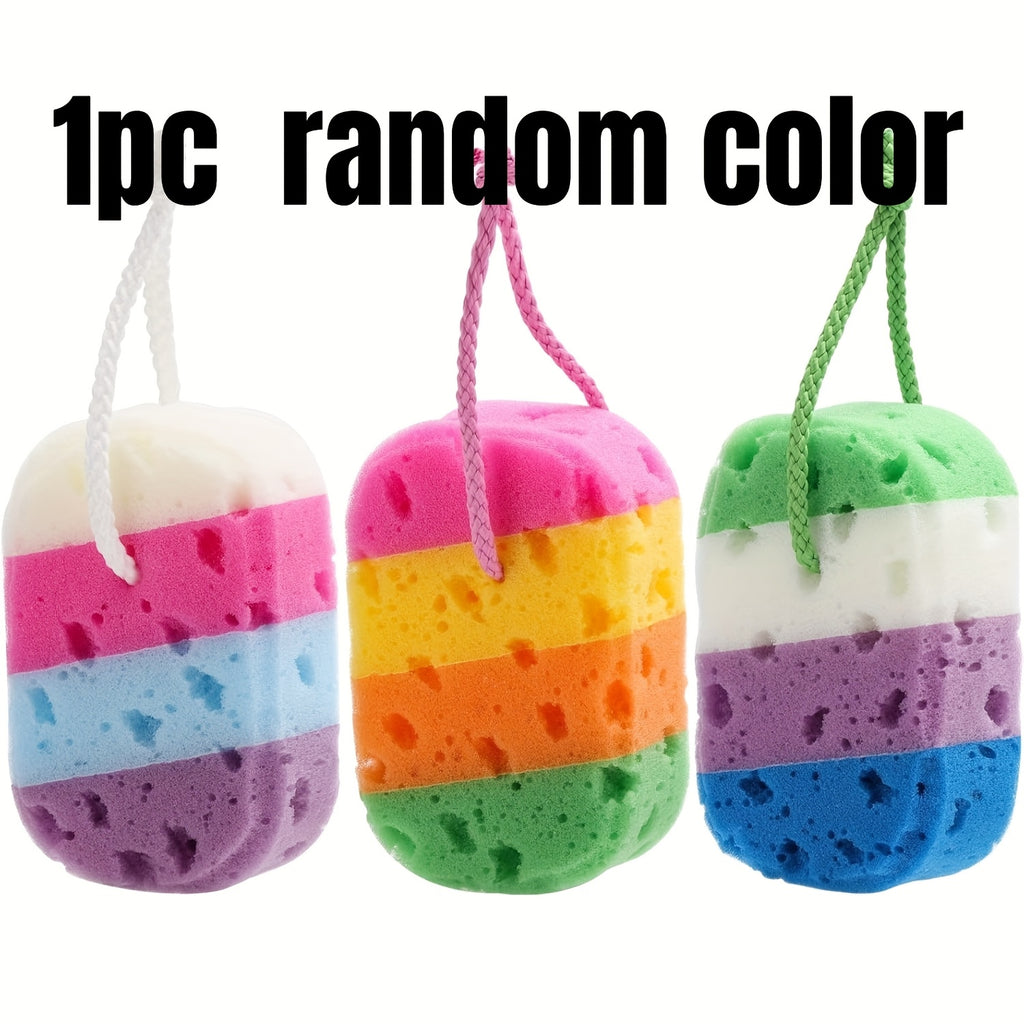 1pc Random Color Exfoliating Bath Ball Body Sponge - Soft Foaming Bath Ball, Colorful Striped Design, Gently Exfoliates Body And Face, Durable And Easy to Clean, Suitable for Home And Commercial Use, Bathroom Additions, Lively Design, Soft Texture