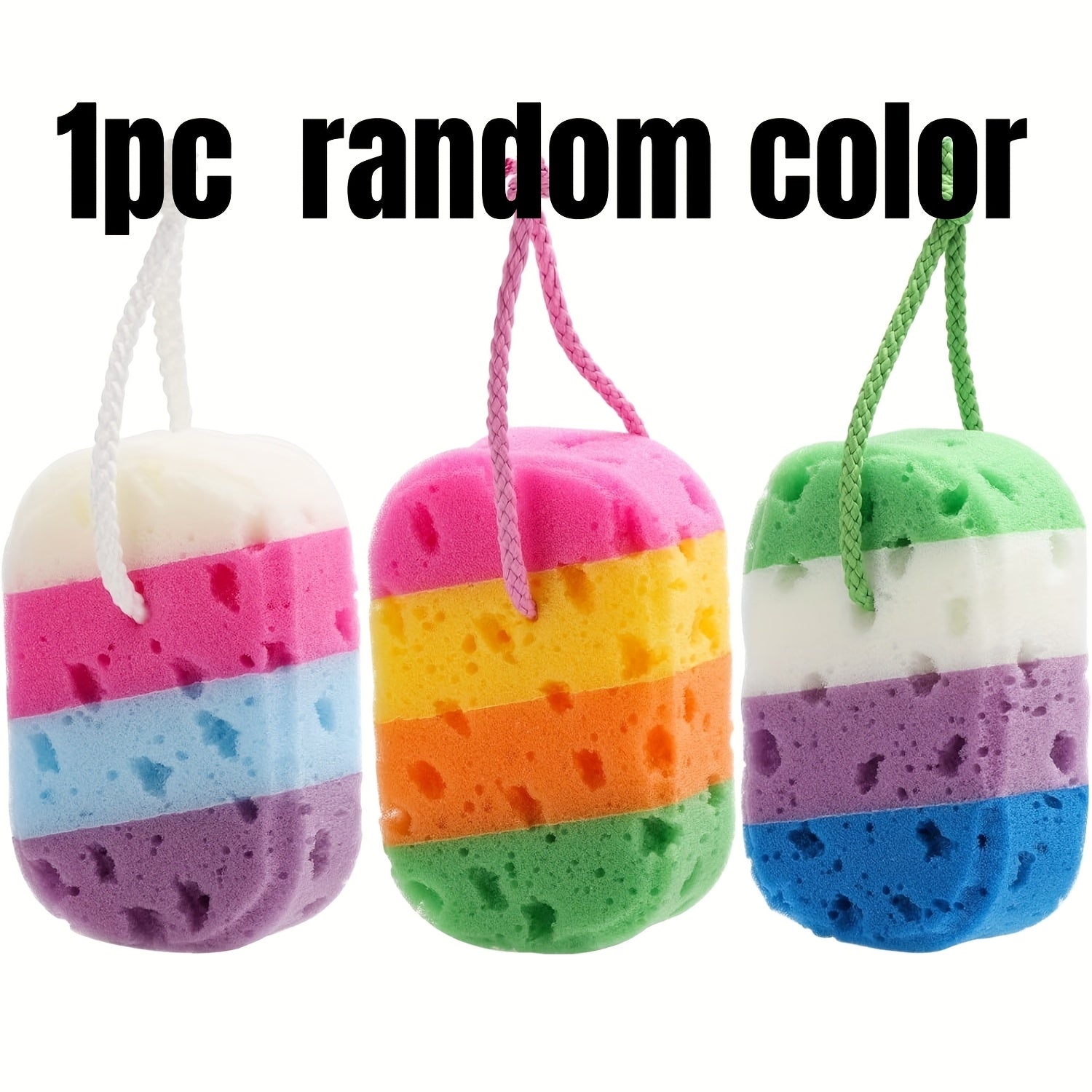 1pc Random Color Exfoliating Bath Ball Body Sponge - Soft Foaming Bath Ball, Colorful Striped Design, Gently Exfoliates Body And Face, Durable And Easy to Clean, Suitable for Home And Commercial Use, Bathroom Additions, Lively Design, Soft Texture