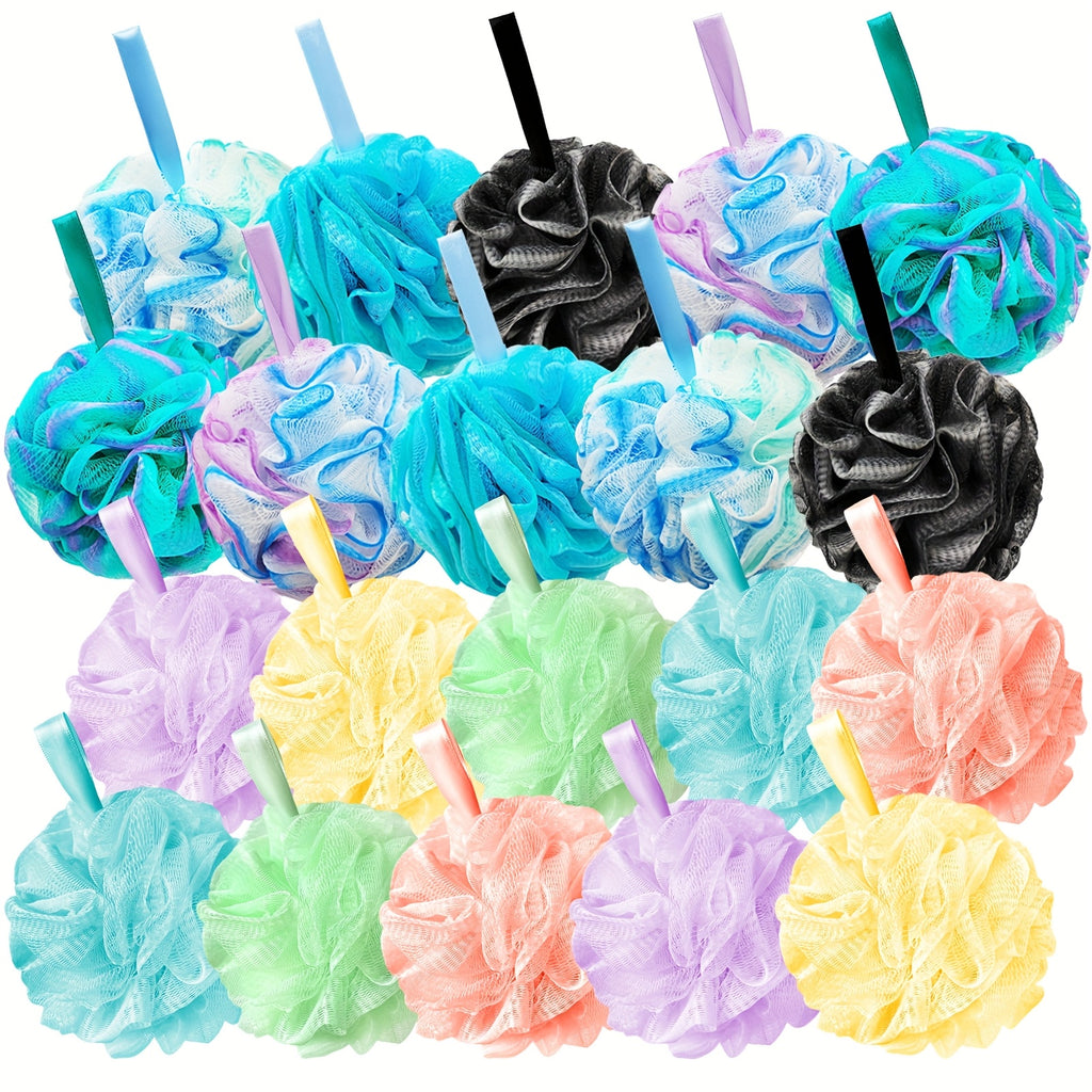 10pcs Shower Pouf Balls, Bath Sponge for Women & Men, Exfoliating Body Scrubber, Bathing Accessories