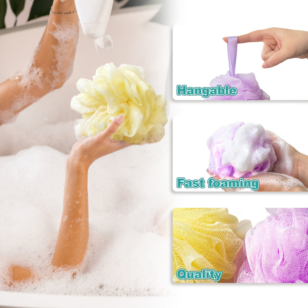 10pcs Shower Pouf Balls, Bath Sponge for Women & Men, Exfoliating Body Scrubber, Bathing Accessories