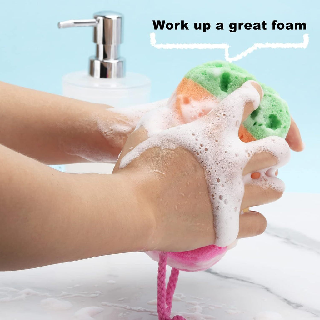 1pc Random Color Exfoliating Bath Ball Body Sponge - Soft Foaming Bath Ball, Colorful Striped Design, Gently Exfoliates Body And Face, Durable And Easy to Clean, Suitable for Home And Commercial Use, Bathroom Additions, Lively Design, Soft Texture