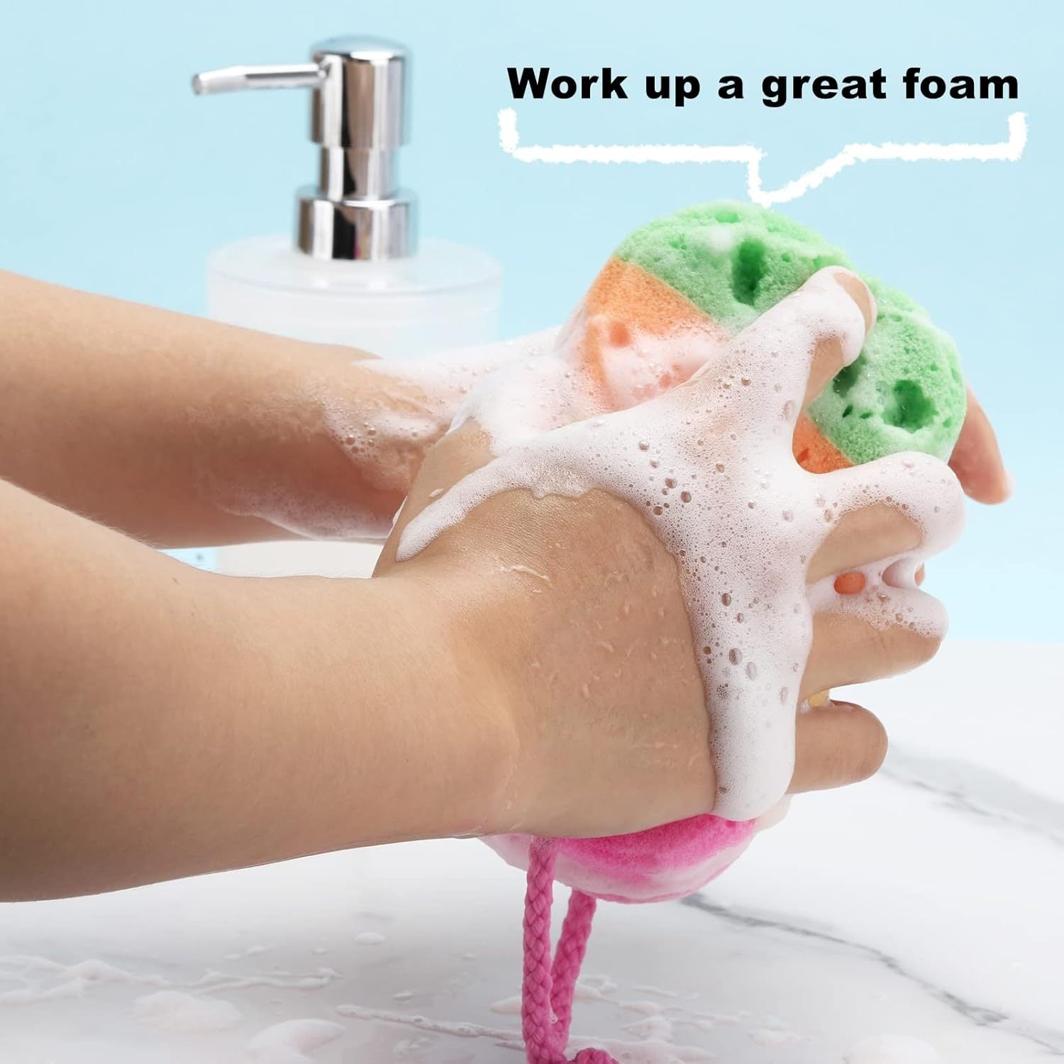 1pc Random Color Exfoliating Bath Ball Body Sponge - Soft Foaming Bath Ball, Colorful Striped Design, Gently Exfoliates Body And Face, Durable And Easy to Clean, Suitable for Home And Commercial Use, Bathroom Additions, Lively Design, Soft Texture