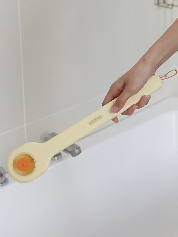 1pc Liquid Filled Soft Hair Bath Brush, Available in Three Colors, with a Back Rubbing Tool and a Long Handle for Showering.-c